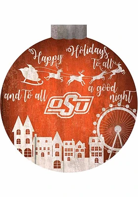 Oklahoma State Cowboys Christmas Village Sign - Black