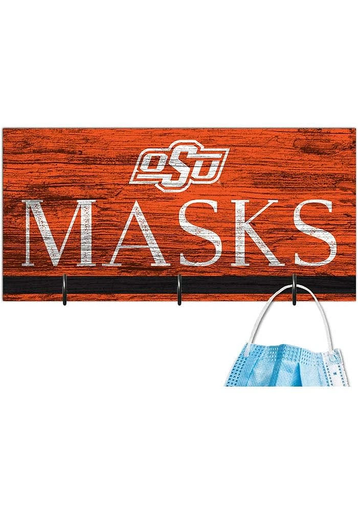 Oklahoma State Cowboys Team Color Mask Holder Sign - Black
