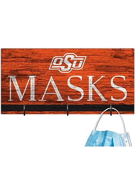 Oklahoma State Cowboys Team Color Mask Holder Sign - Black