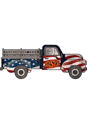 Oklahoma State Cowboys OHT Truck Flag Cutout Sign - Black