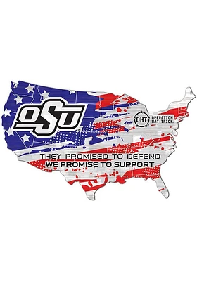 Oklahoma State Cowboys OHT USA Shape Cutout Sign - Black