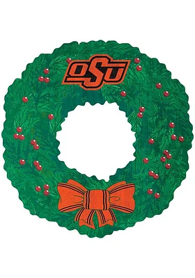 Oklahoma State Cowboys Team Wreath 16 Inch Sign - Black