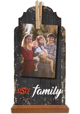 Oklahoma State Cowboys Family Clothespin Sign - Black