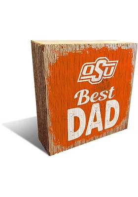 Oklahoma State Cowboys Best Dad Block Sign - Black