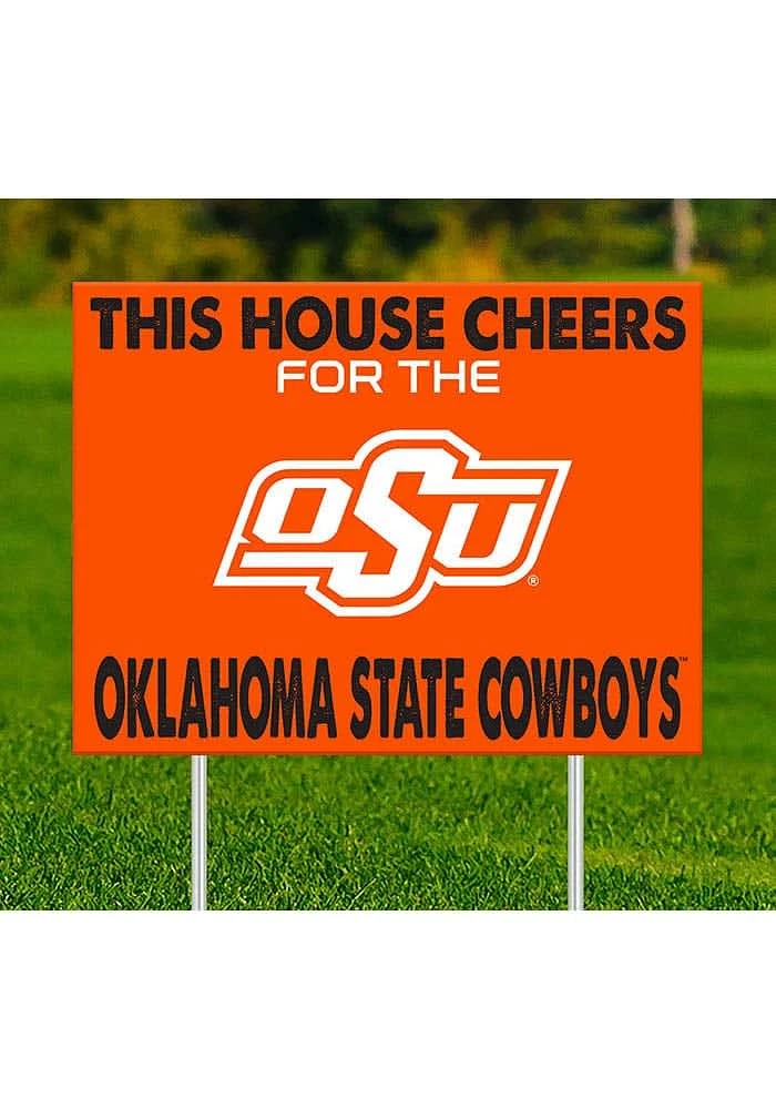 Oklahoma State Cowboys This House Cheers For Yard Sign - Black