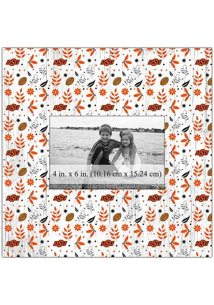 Oklahoma State Cowboys Floral Pattern Picture Frame - Black