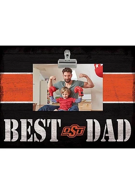 Oklahoma State Cowboys Best Dad Striped Clip Picture Frame - Black