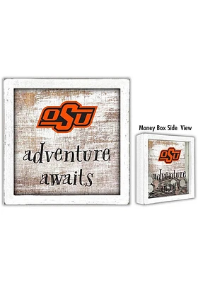 Oklahoma State Cowboys Adventure Awaits Box Sign - Black