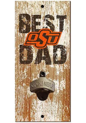Oklahoma State Cowboys Best Dad Bottle Opener Sign - Black