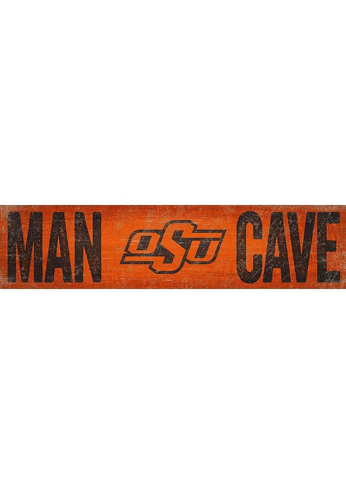 Oklahoma State Cowboys Man Cave 6x24 Sign - Black