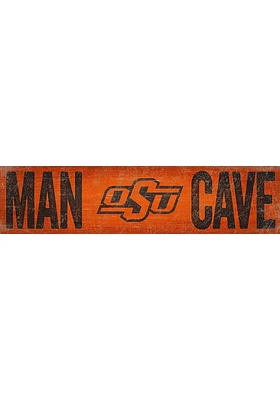 Oklahoma State Cowboys Man Cave 6x24 Sign - Black