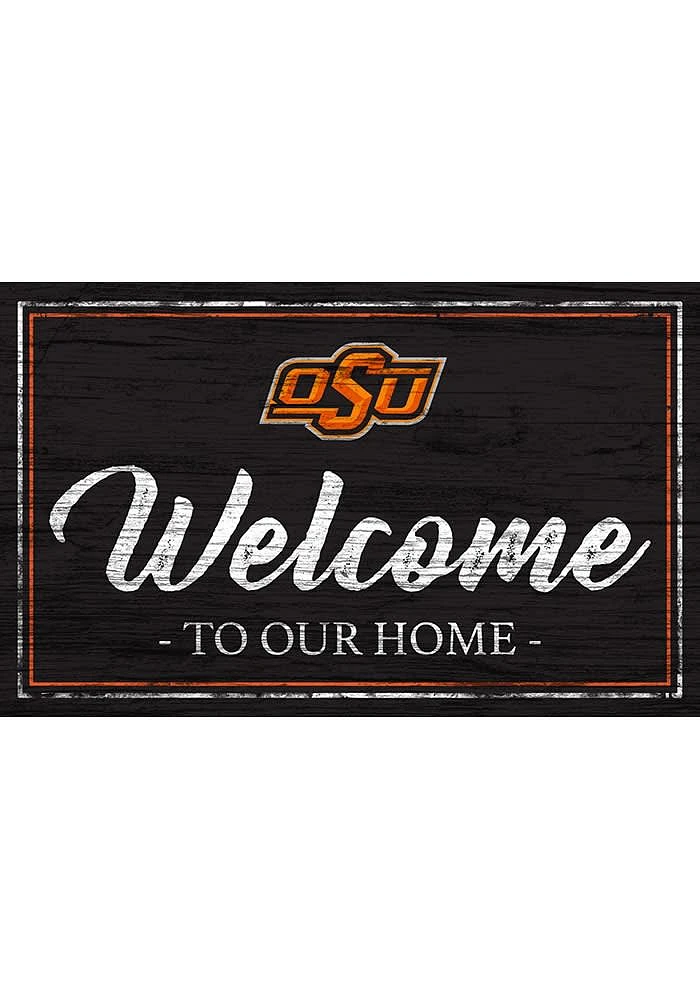 Oklahoma State Cowboys Team Welcome 11x19 Sign - Black
