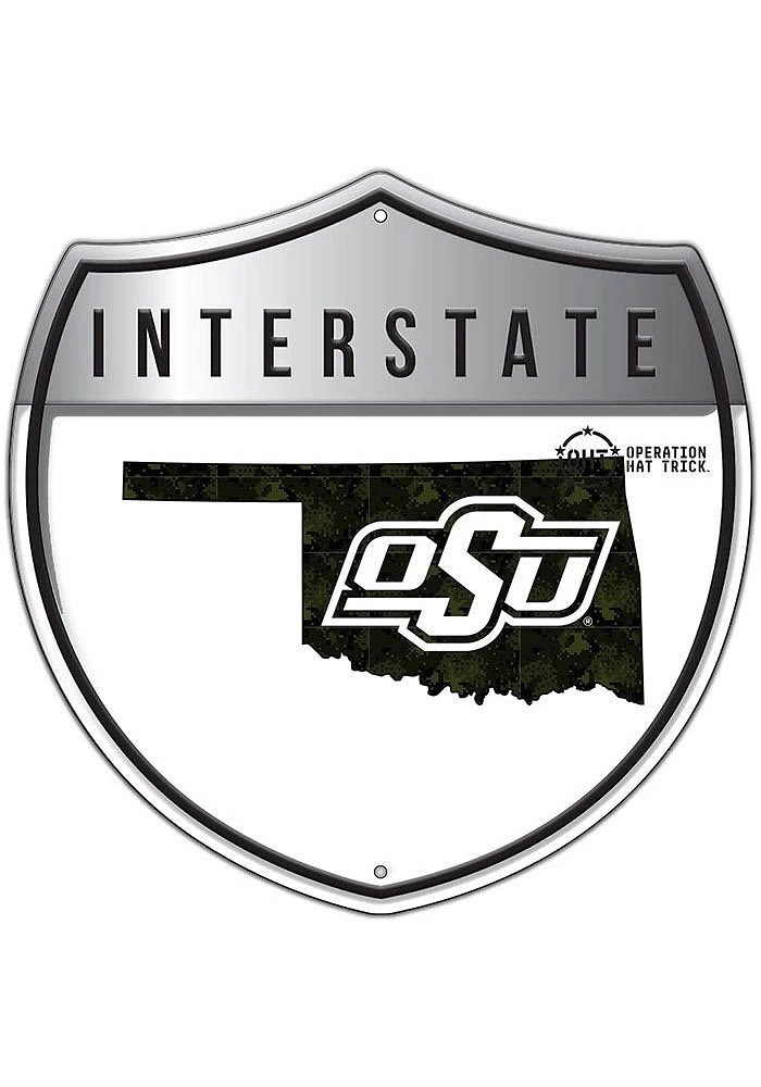 Oklahoma State Cowboys 24in OHT Camo Interstate Sign - Black
