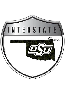 Oklahoma State Cowboys 24in OHT Camo Interstate Sign - Black