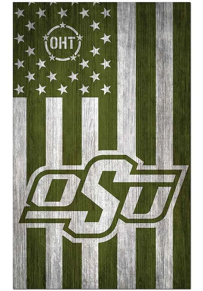 Oklahoma State Cowboys 11x19 OHT Military Flag Sign - Black