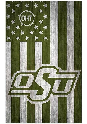 Oklahoma State Cowboys 11x19 OHT Military Flag Sign - Black