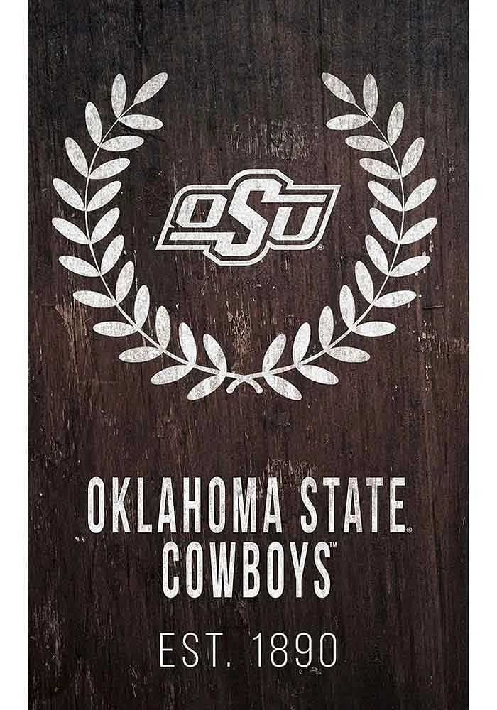 Oklahoma State Cowboys Laurel Wreath Sign - Black
