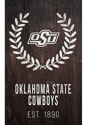 Oklahoma State Cowboys Laurel Wreath Sign - Black