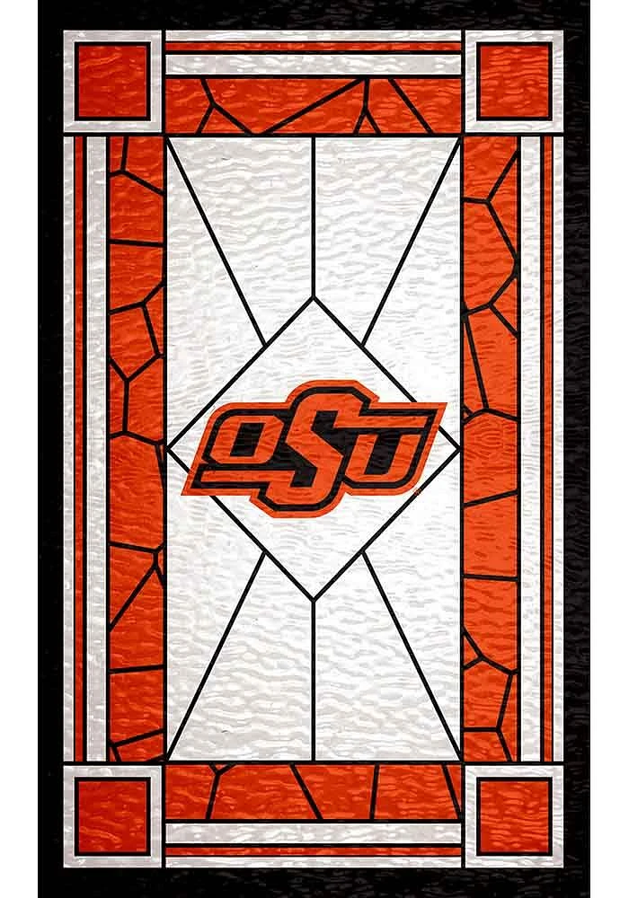 Oklahoma State Cowboys Stained Glass Sign - Black