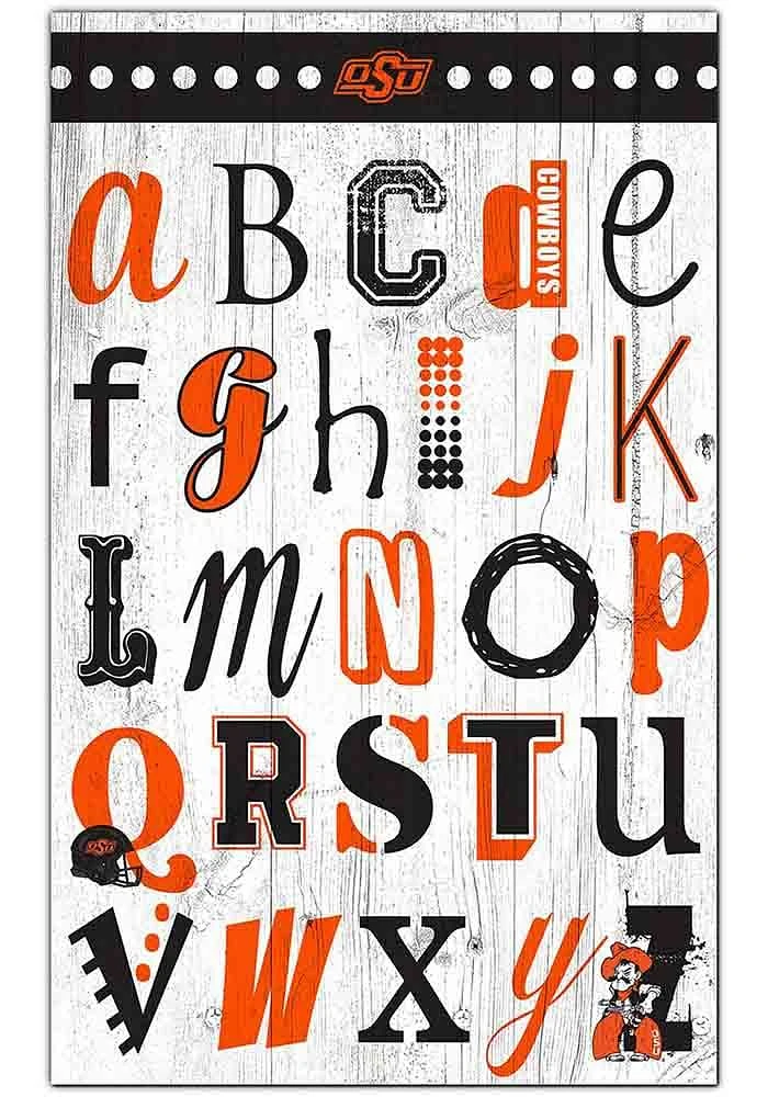 Oklahoma State Cowboys Alphabet Sign - Black