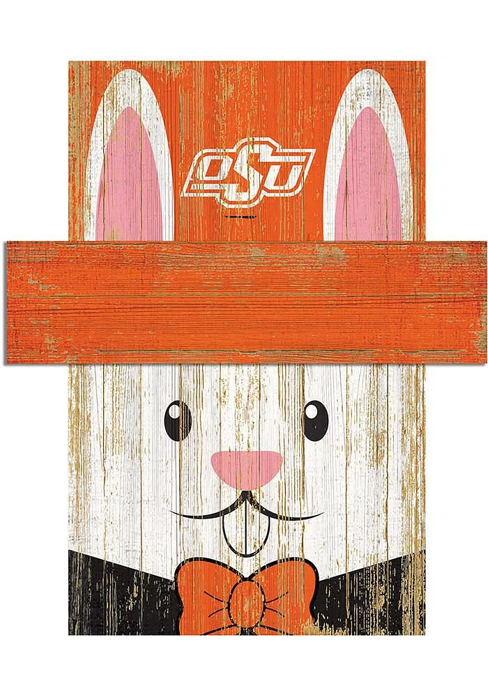 Oklahoma State Cowboys Easter Bunny Head Sign - Black