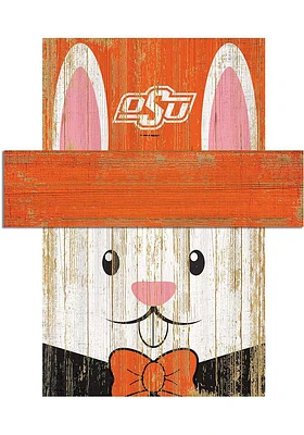Oklahoma State Cowboys Easter Bunny Head Sign - Black