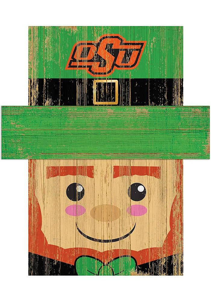 Oklahoma State Cowboys Leprechaun Head Sign - Black