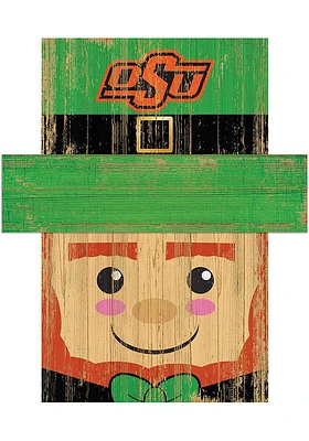 Oklahoma State Cowboys Leprechaun Head Sign - Black