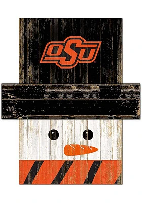 Oklahoma State Cowboys Snowman Head Sign - Black