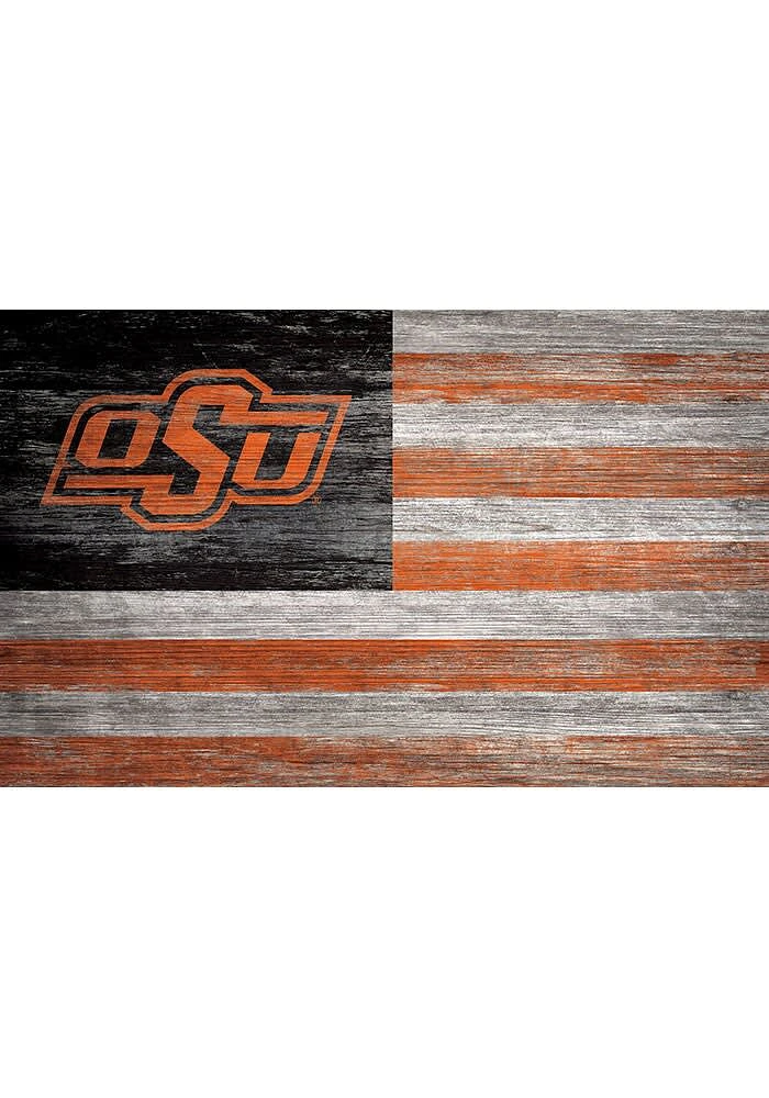 Oklahoma State Cowboys Distressed Flag Picture Frame - Black