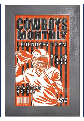 Oklahoma State Cowboys 11x19 Framed Monthly Sign - Black