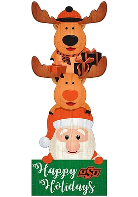 Oklahoma State Cowboys 31 Inch Santa Stack Leaner Sign - Black