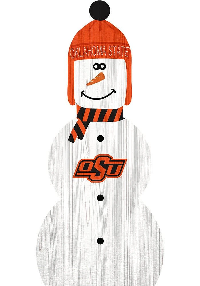Oklahoma State Cowboys Snowman Leaner Sign - Black