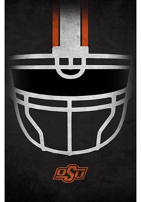 Oklahoma State Cowboys Ghost Helmet 17x26 Sign - Black