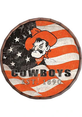 Oklahoma State Cowboys Flag 24 Inch Barrel Top Sign - Black