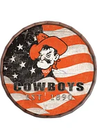 Oklahoma State Cowboys Flag 24 Inch Barrel Top Sign - Black