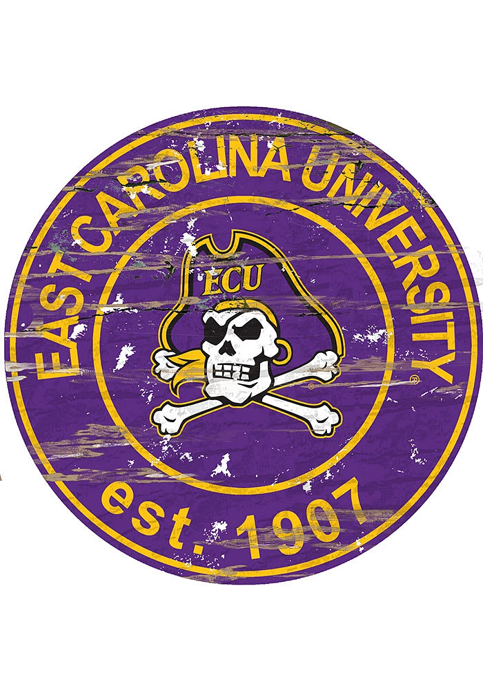 East Carolina Pirates Established Date Circle 24 Inch Sign - Purple