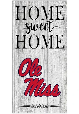 Ole Miss Rebels Home Sweet Home Whitewashed Sign - Blue