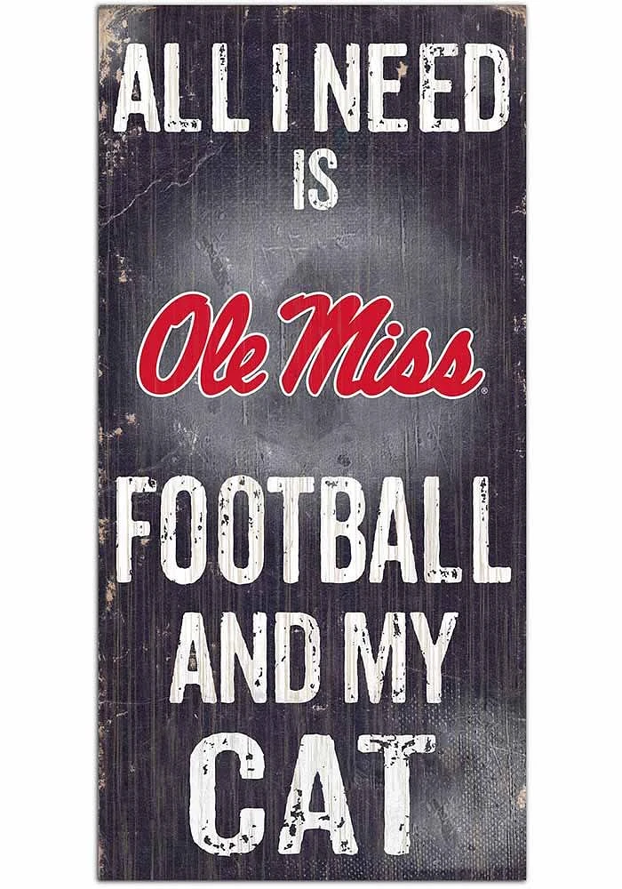 Ole Miss Rebels Football and My Cat Sign - Blue
