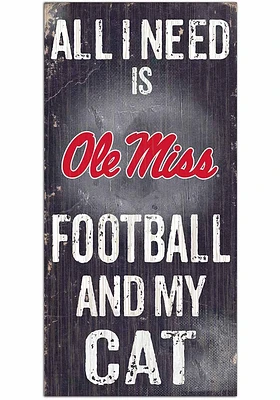 Ole Miss Rebels Football and My Cat Sign - Blue
