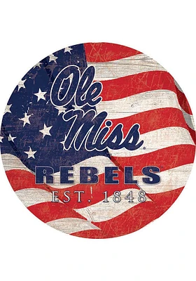 Ole Miss Rebels 24in Flag Circle Sign - Blue