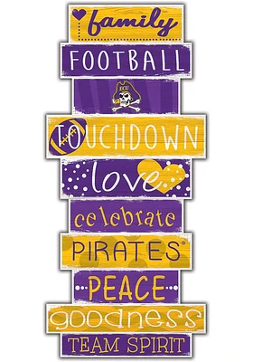 East Carolina Pirates Celebrations Stack 24 Inch Sign - Yellow