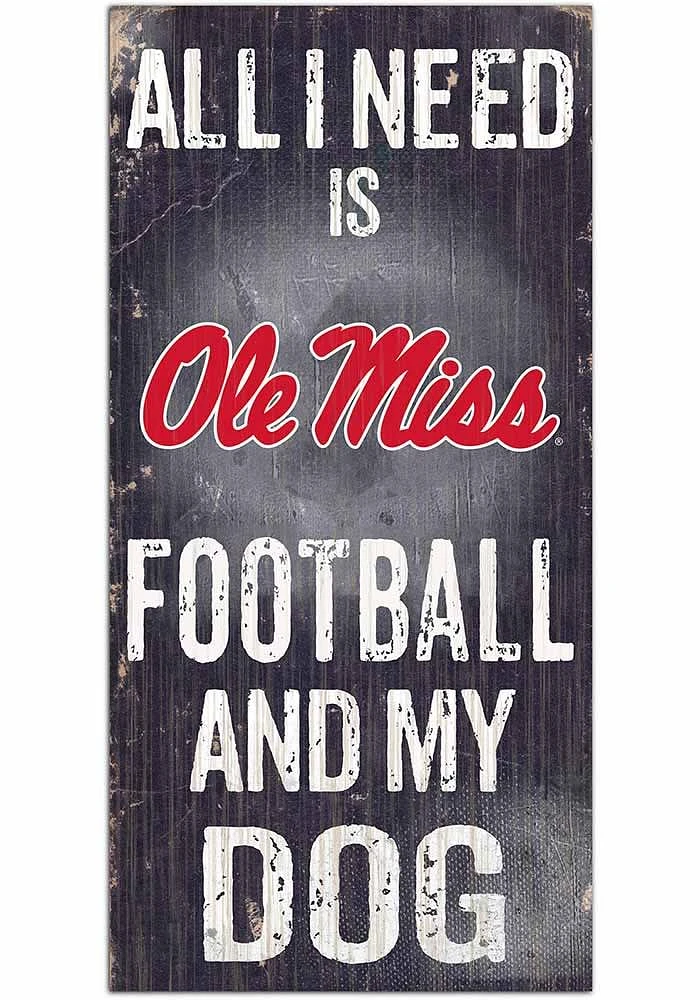 Ole Miss Rebels Football and My Dog Sign - Blue