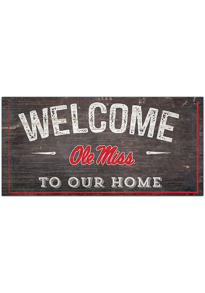 Ole Miss Rebels Welcome Distressed Sign - Blue