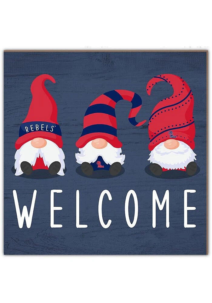 Ole Miss Rebels Welcome Gnomes Sign - Blue