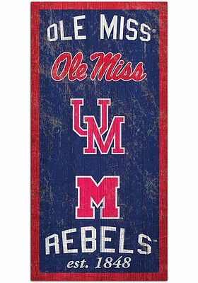 Ole Miss Rebels Heritage 6x12 Sign - Blue
