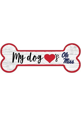 Ole Miss Rebels Dog Bone 6x12 Sign - Blue