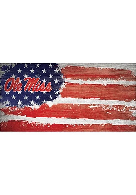 Ole Miss Rebels Flag 6x12 Sign - Blue