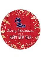 Ole Miss Rebels Merry Christmas and New Year Circle Sign - Blue