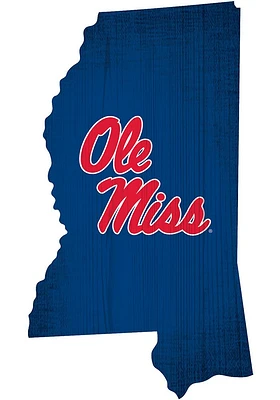 Ole Miss Rebels State Cutout Sign - Blue